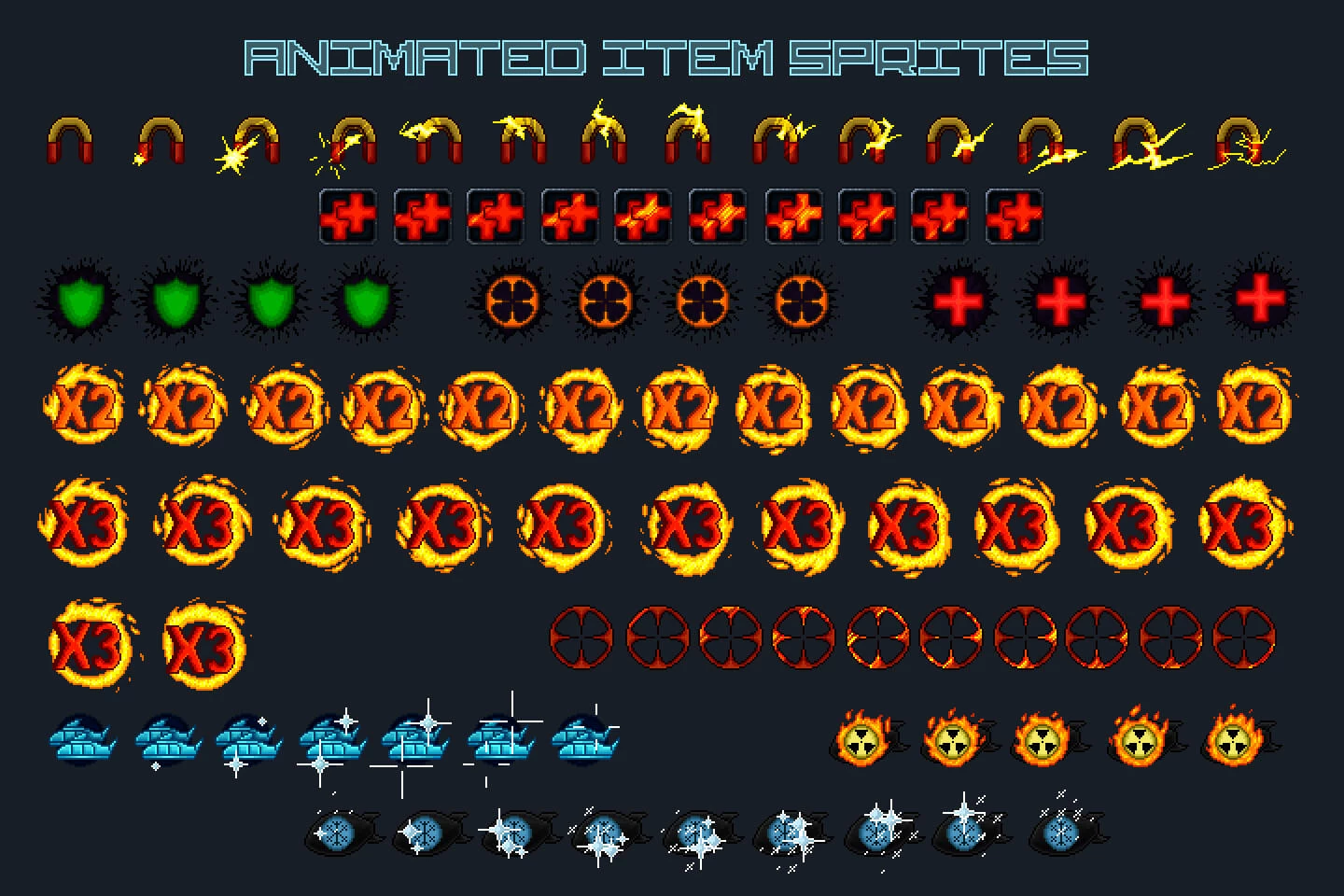 Pixel Art Space Shooter 2D Tileset