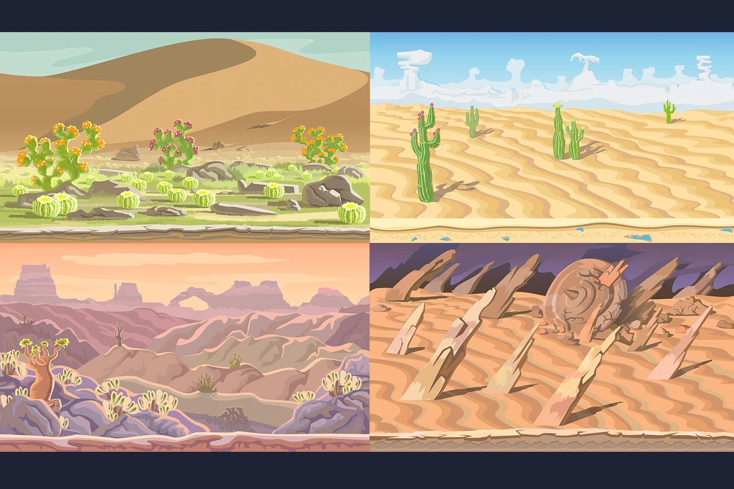 Desert Scrolling 2D Game Backgrounds