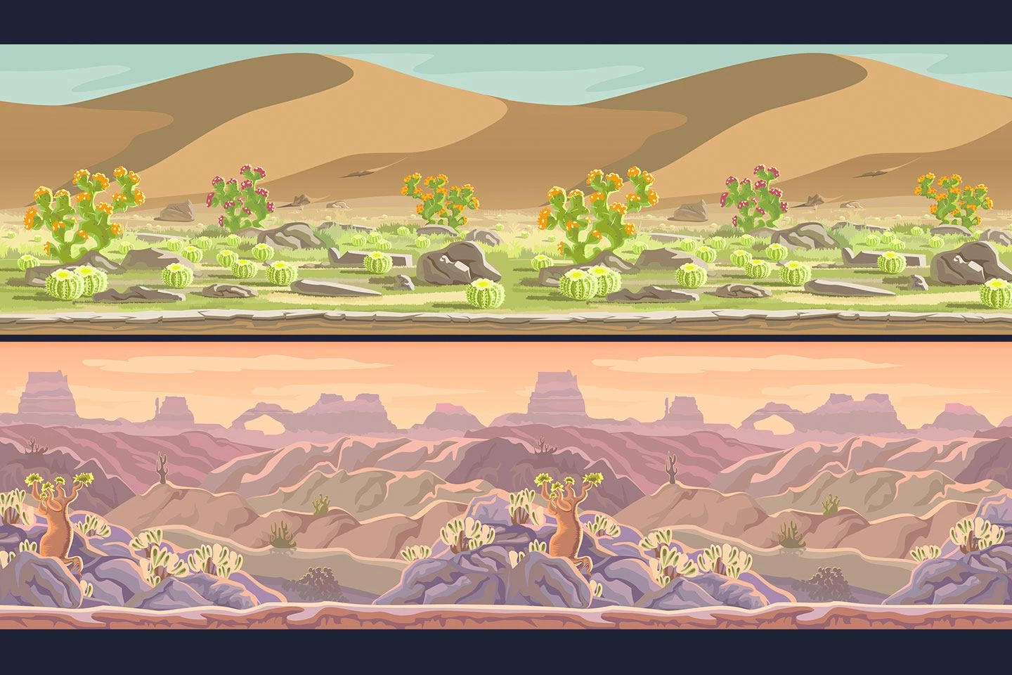 Desert Scrolling 2D Game Backgrounds