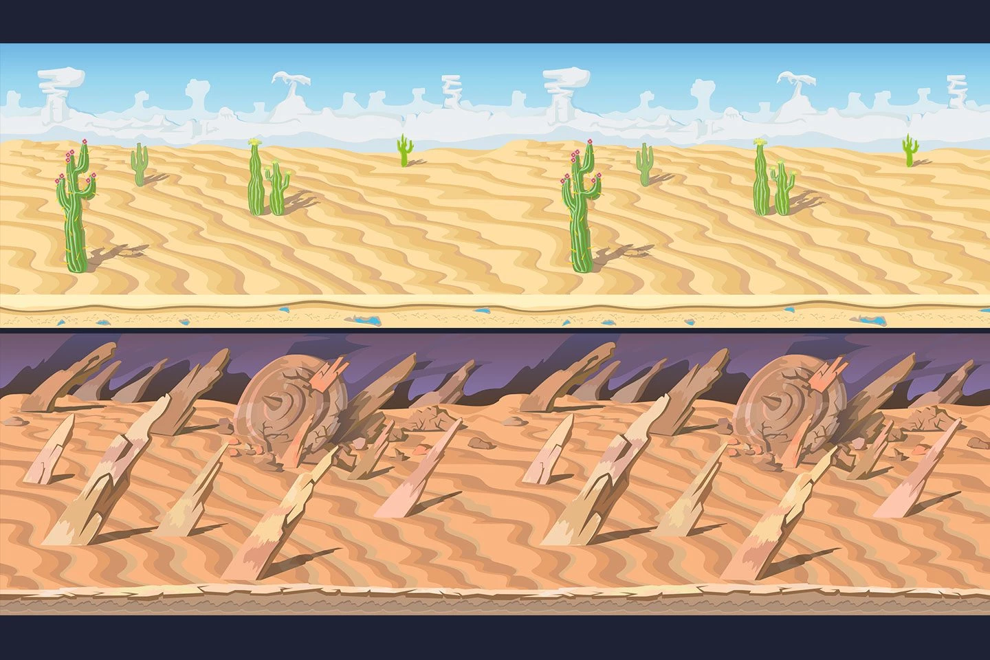 Desert Scrolling 2D Game Backgrounds