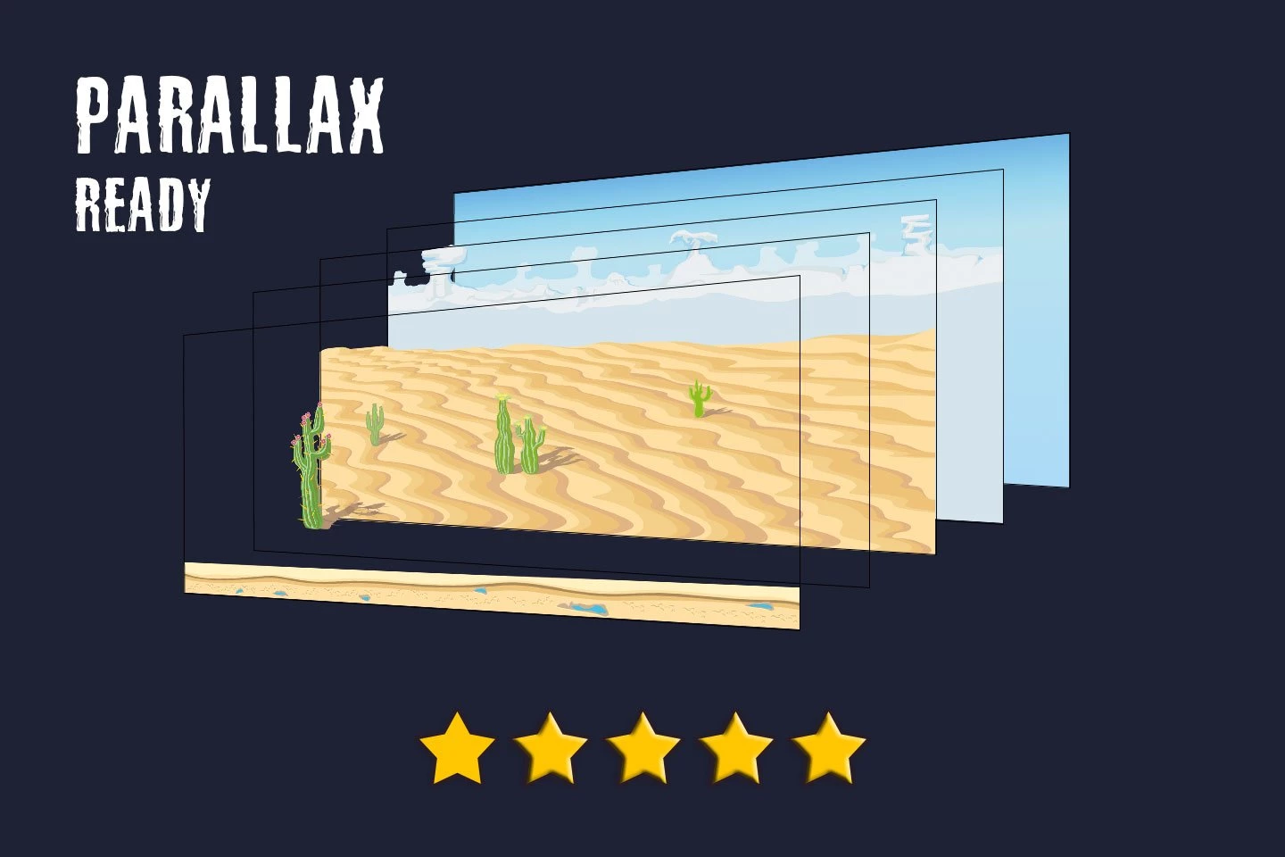 Desert Scrolling 2D Game Backgrounds