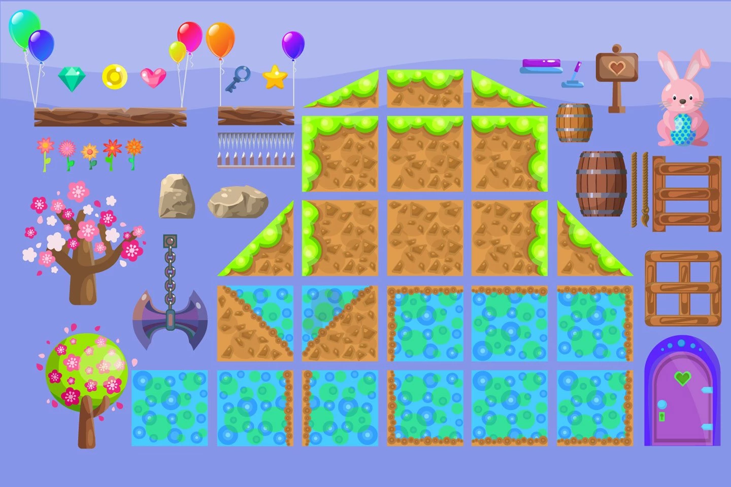 Platformer Spring Game TileSet