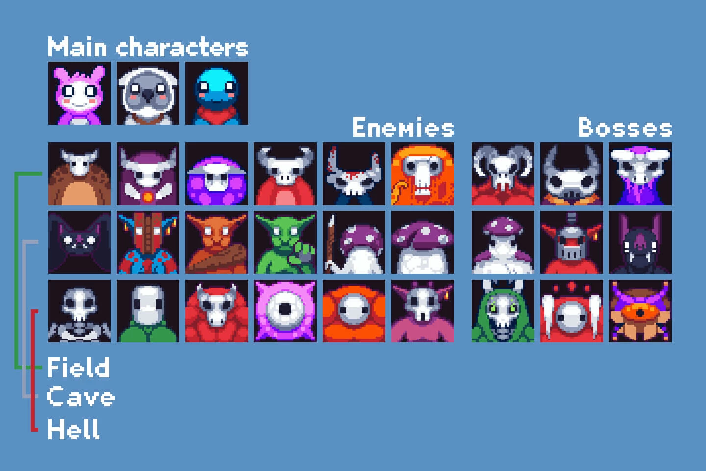 30 Pixel Art Monster Portrait Icons