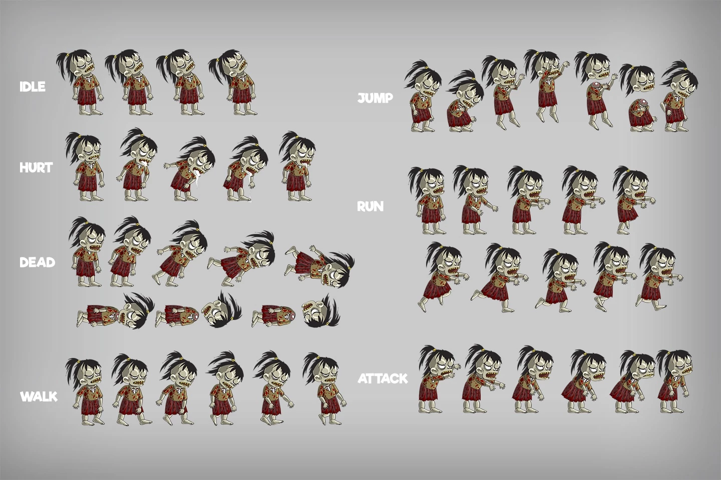 2D Game Zombie Character Sprite Pack 1