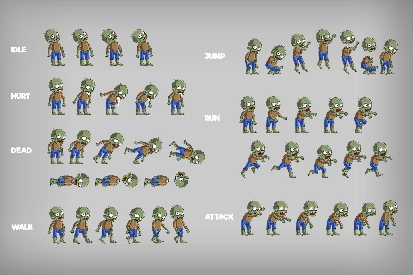 2D Game Zombie Character Sprite Pack 1