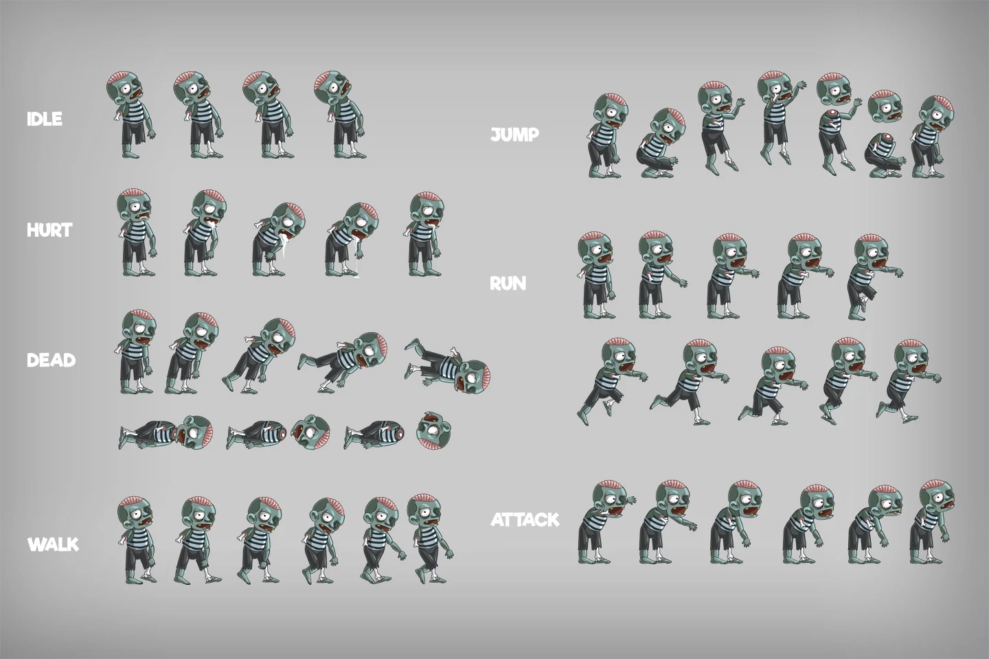 2D Game Zombie Character Sprite Pack 1