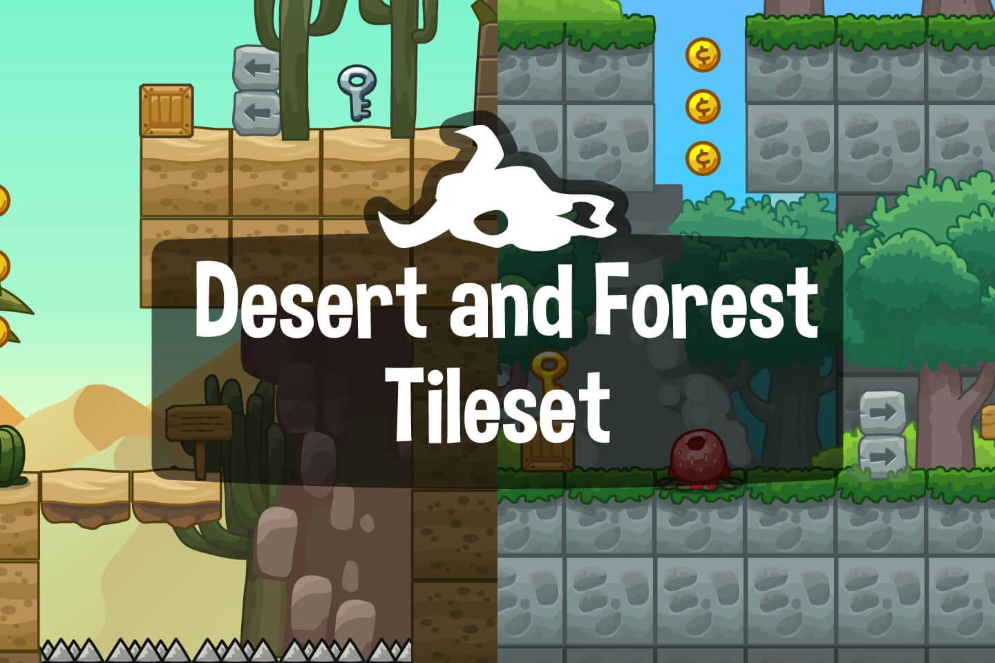 Desert and Forest 2D Platformer Tileset