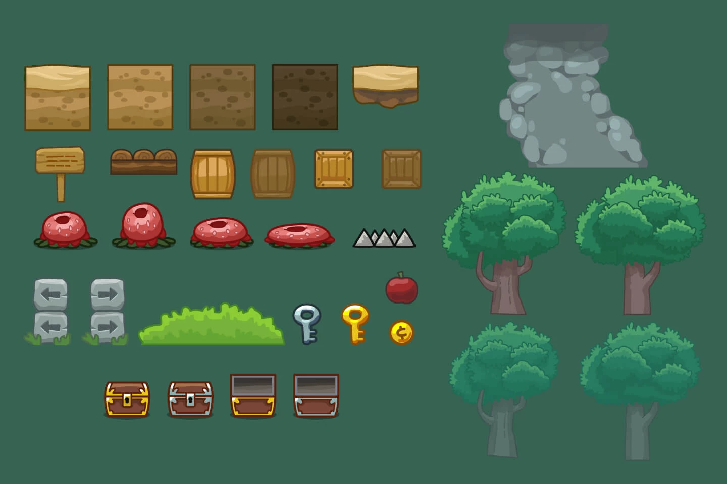 Desert and Forest 2D Platformer Tileset
