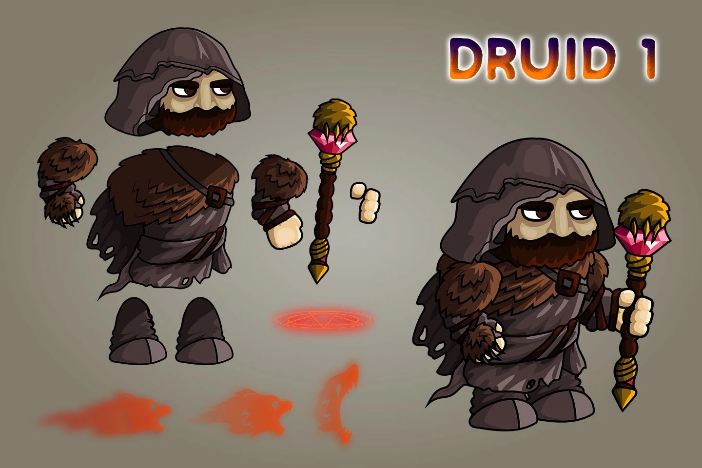 2D Fantasy Druid Character Sprite