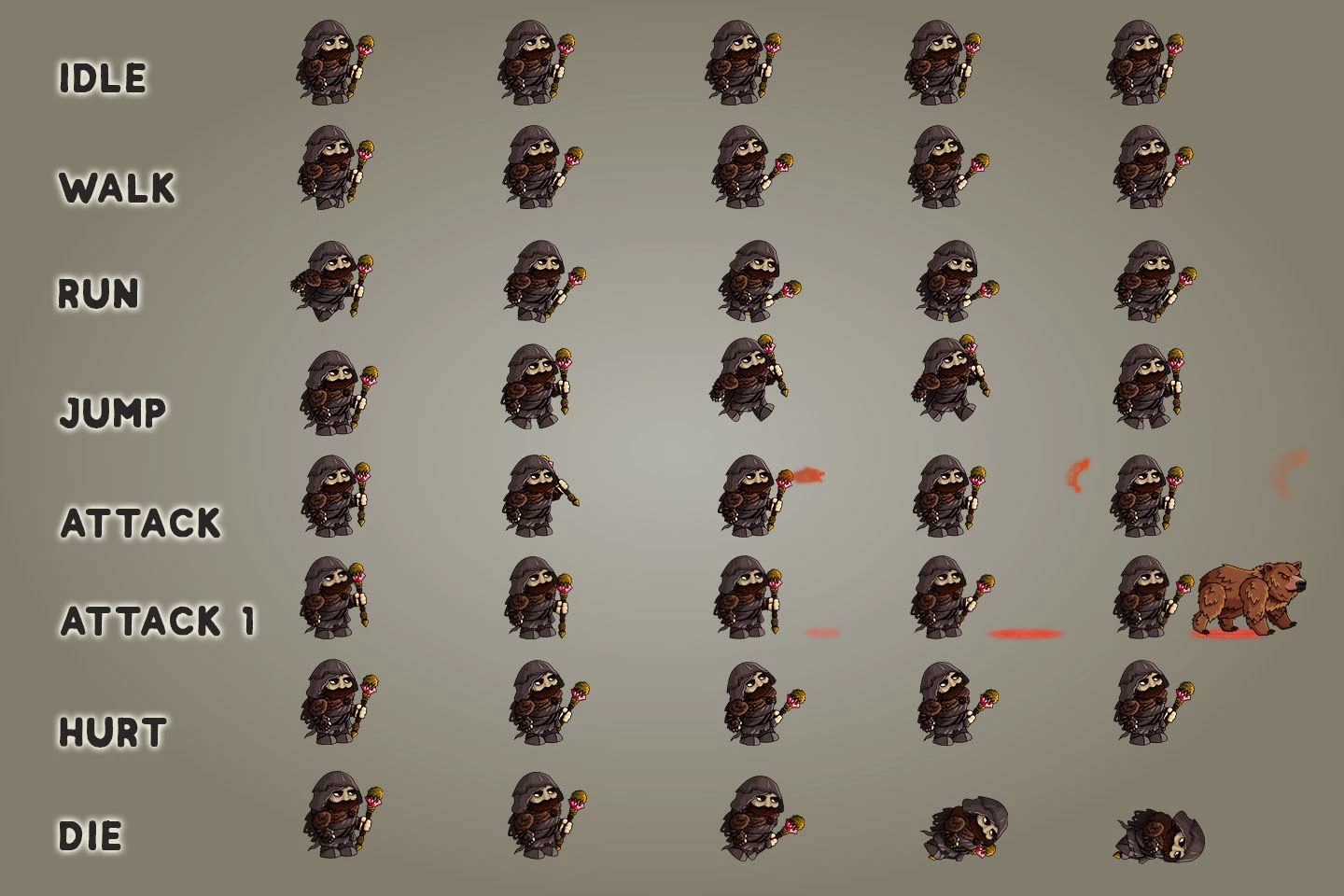 2D Fantasy Druid Character Sprite