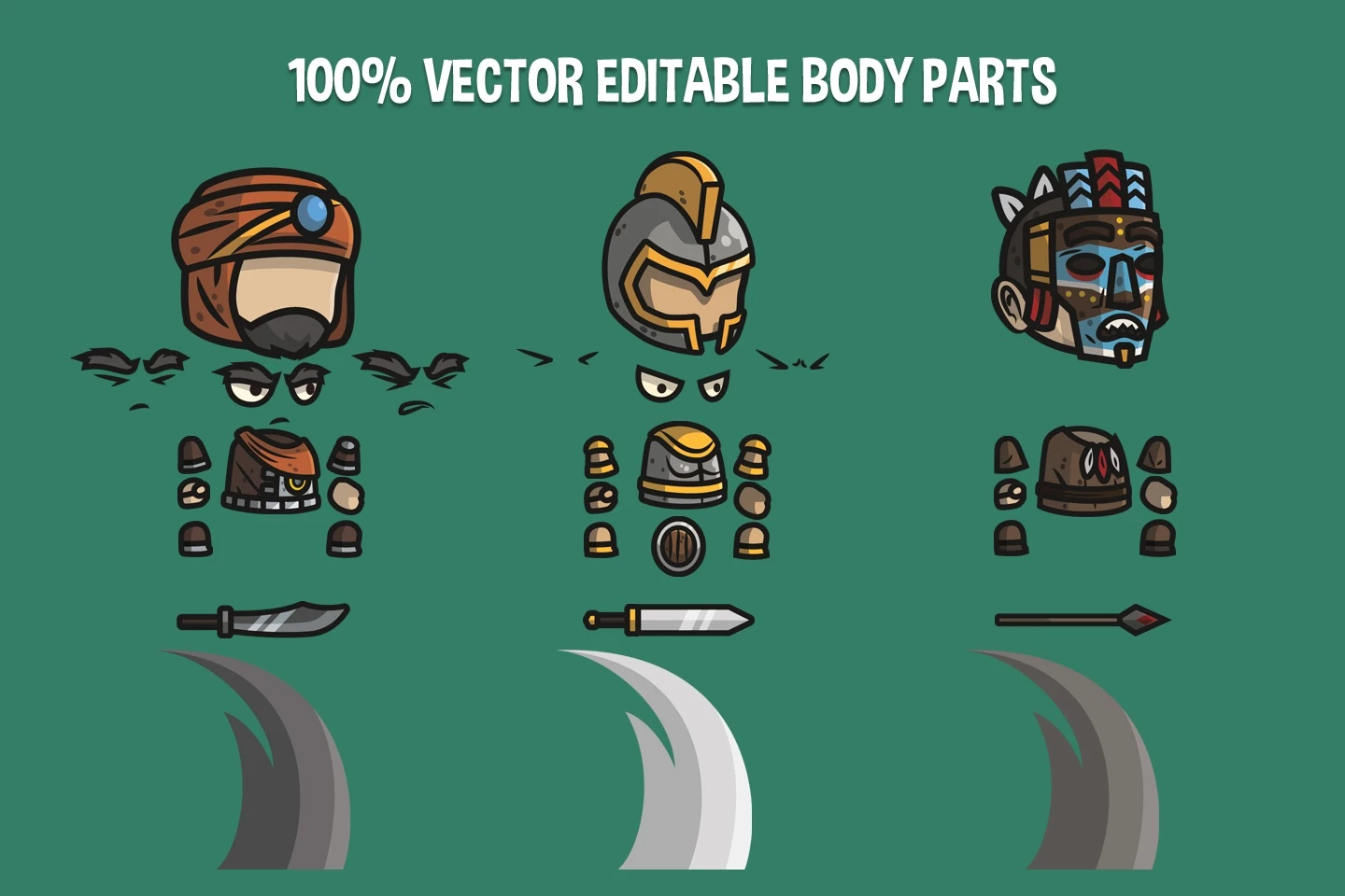Warrior Chibi 2D Character Sprites