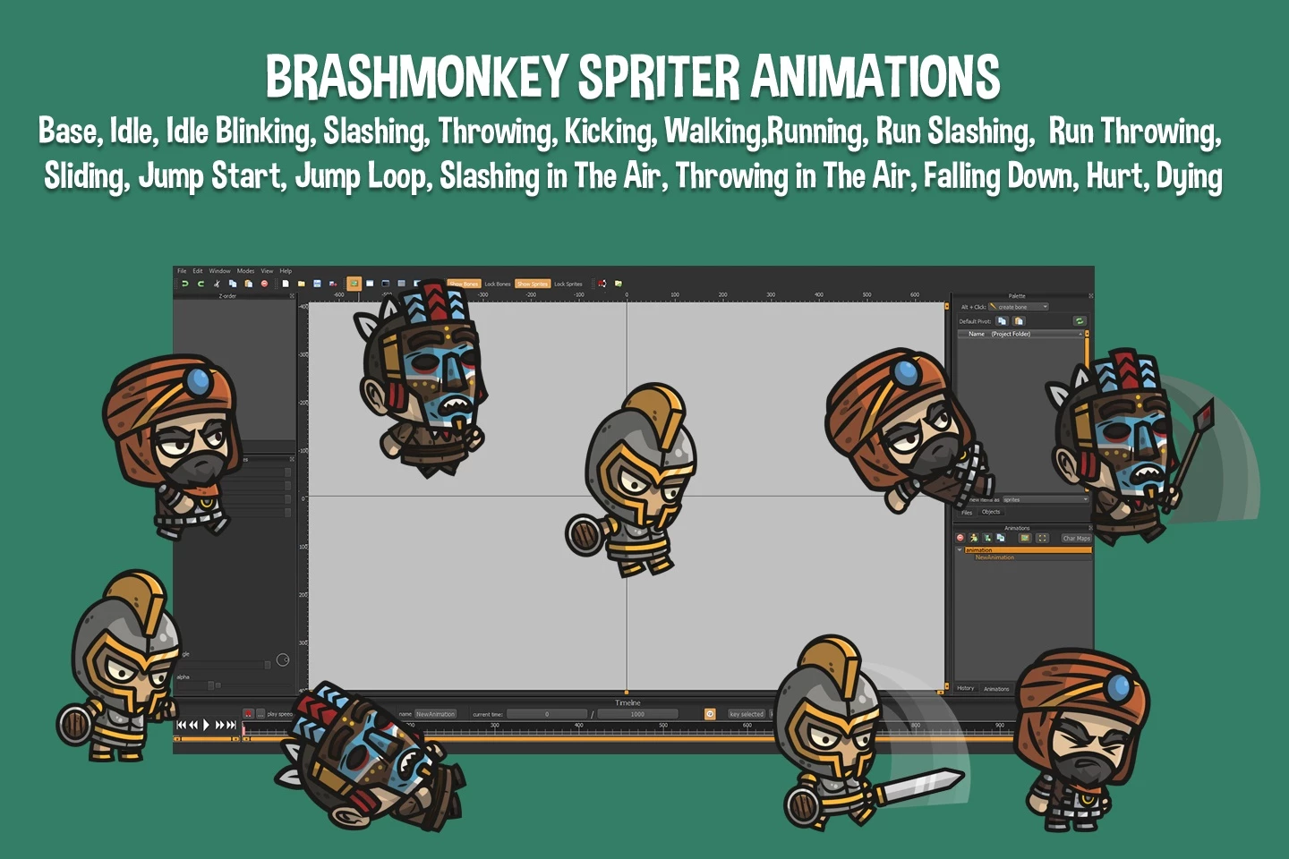 Warrior Chibi 2D Character Sprites