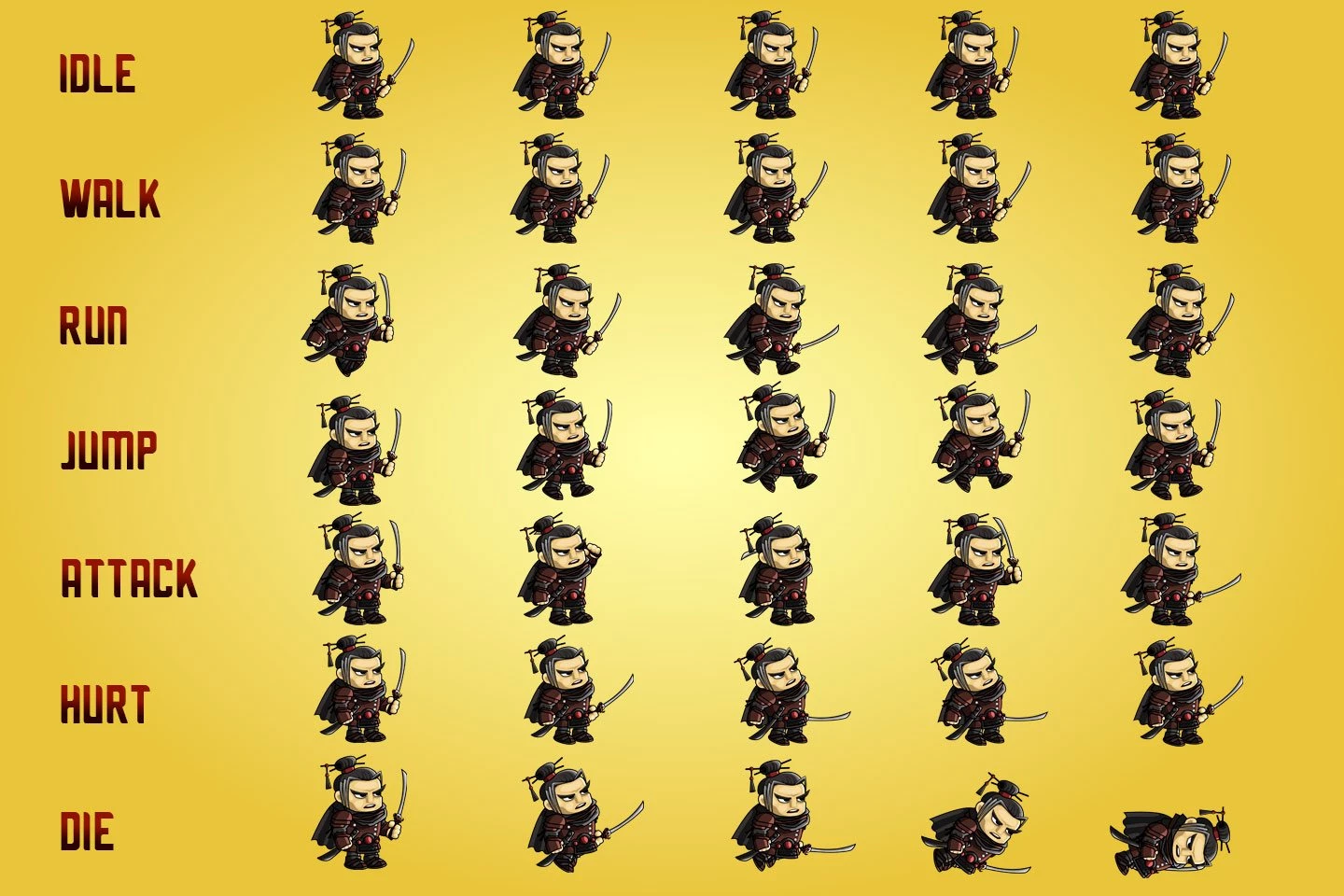 2D Fantasy Samurai Character Sprite