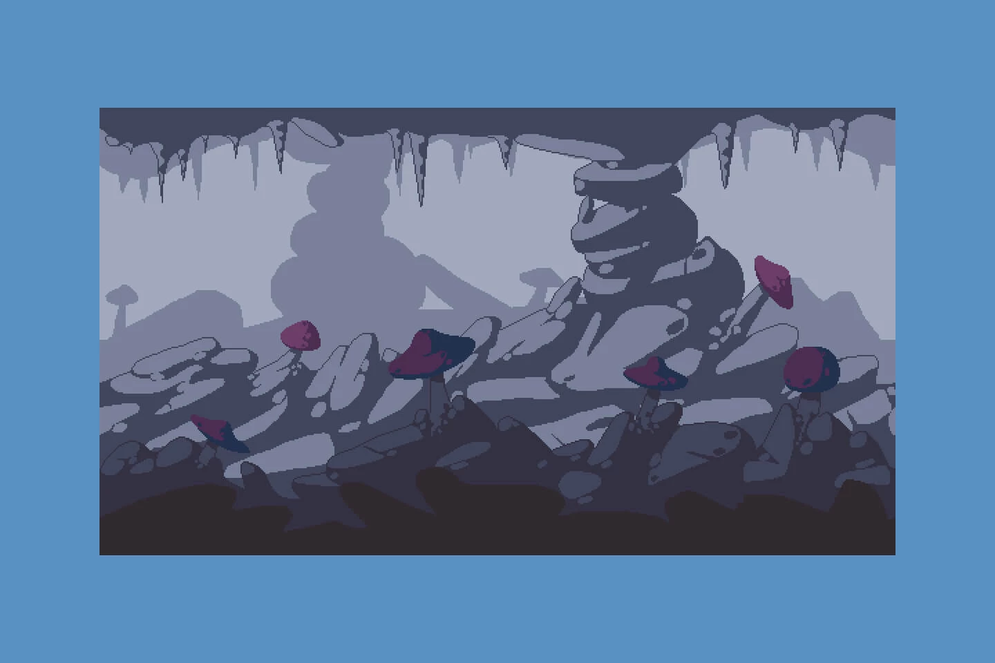 Platformer Pixel Art Cave 2D Tileset