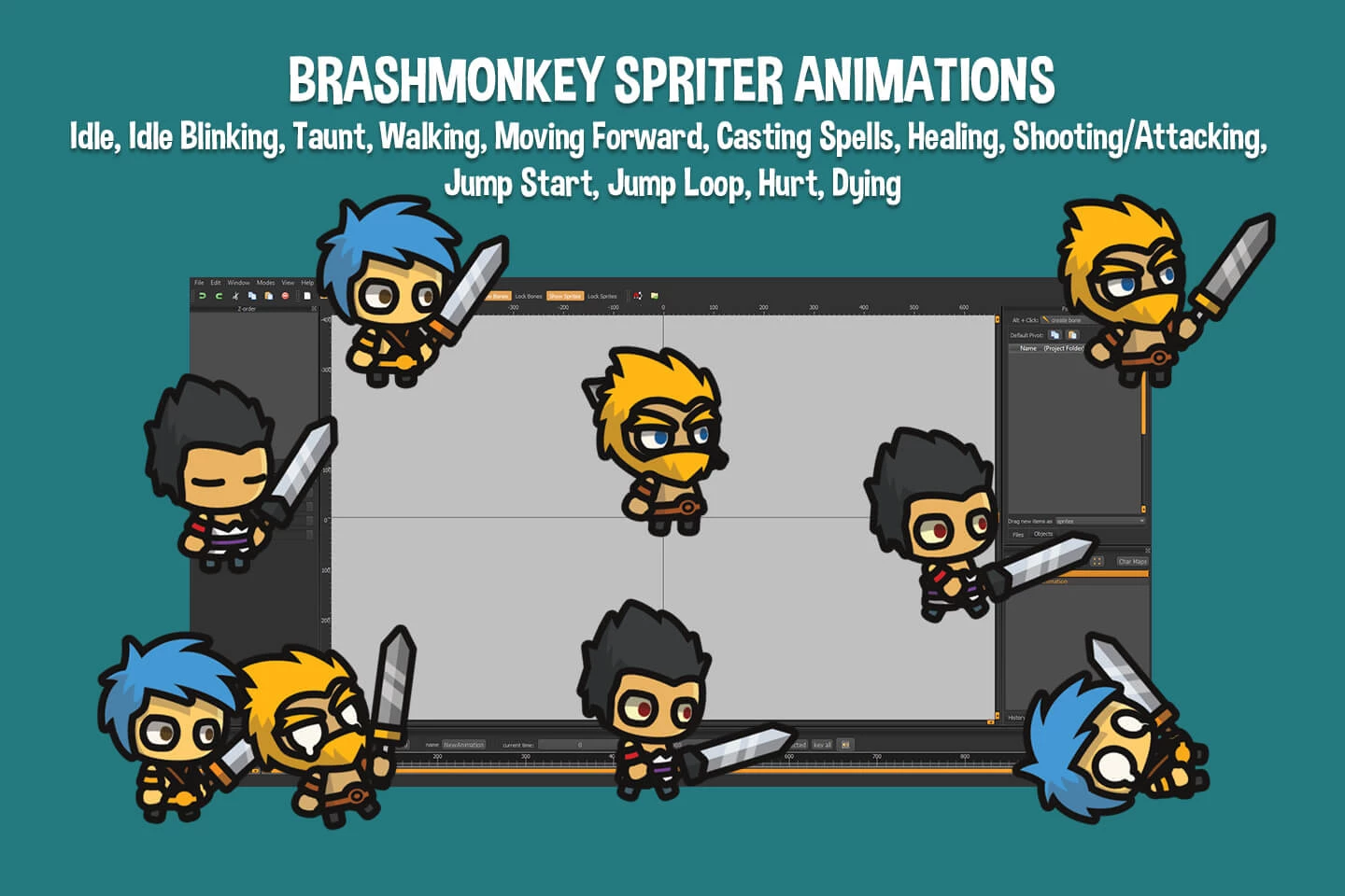 Warrior Tiny Style 2D Character Sprites