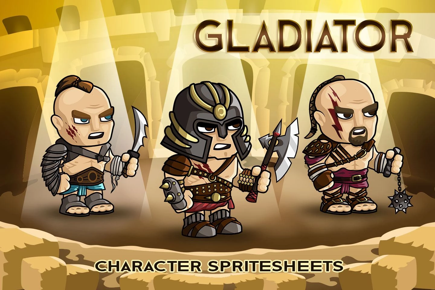 2D Fantasy Gladiator Character Sprite
