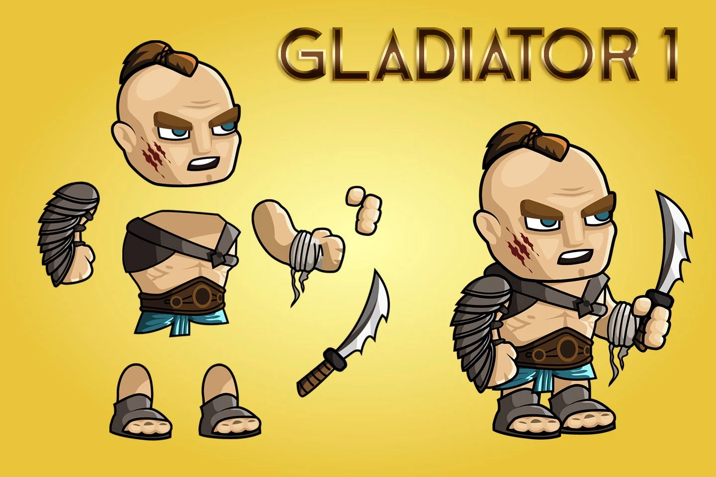 2D Fantasy Gladiator Character Sprite