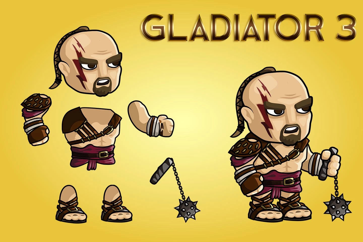 2D Fantasy Gladiator Character Sprite