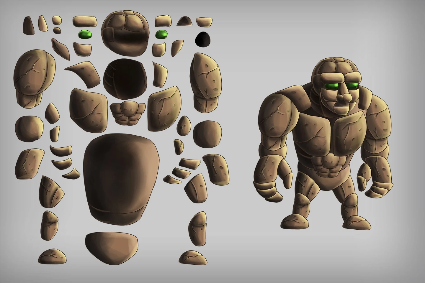 2D Game Golem Character Sprites