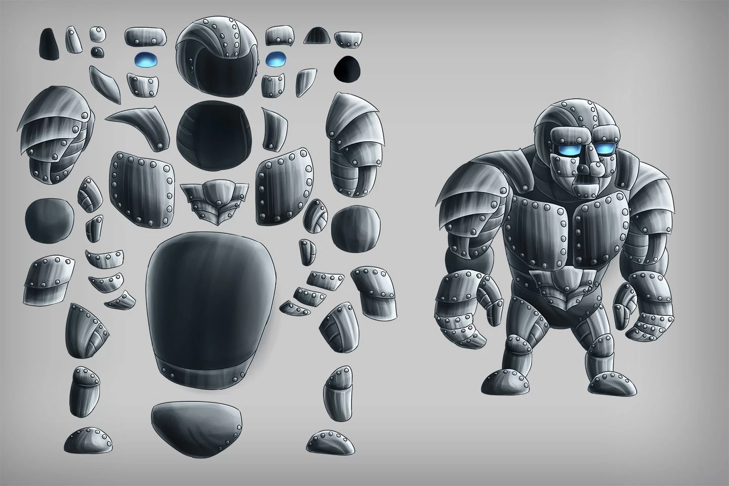 2D Game Golem Character Sprites