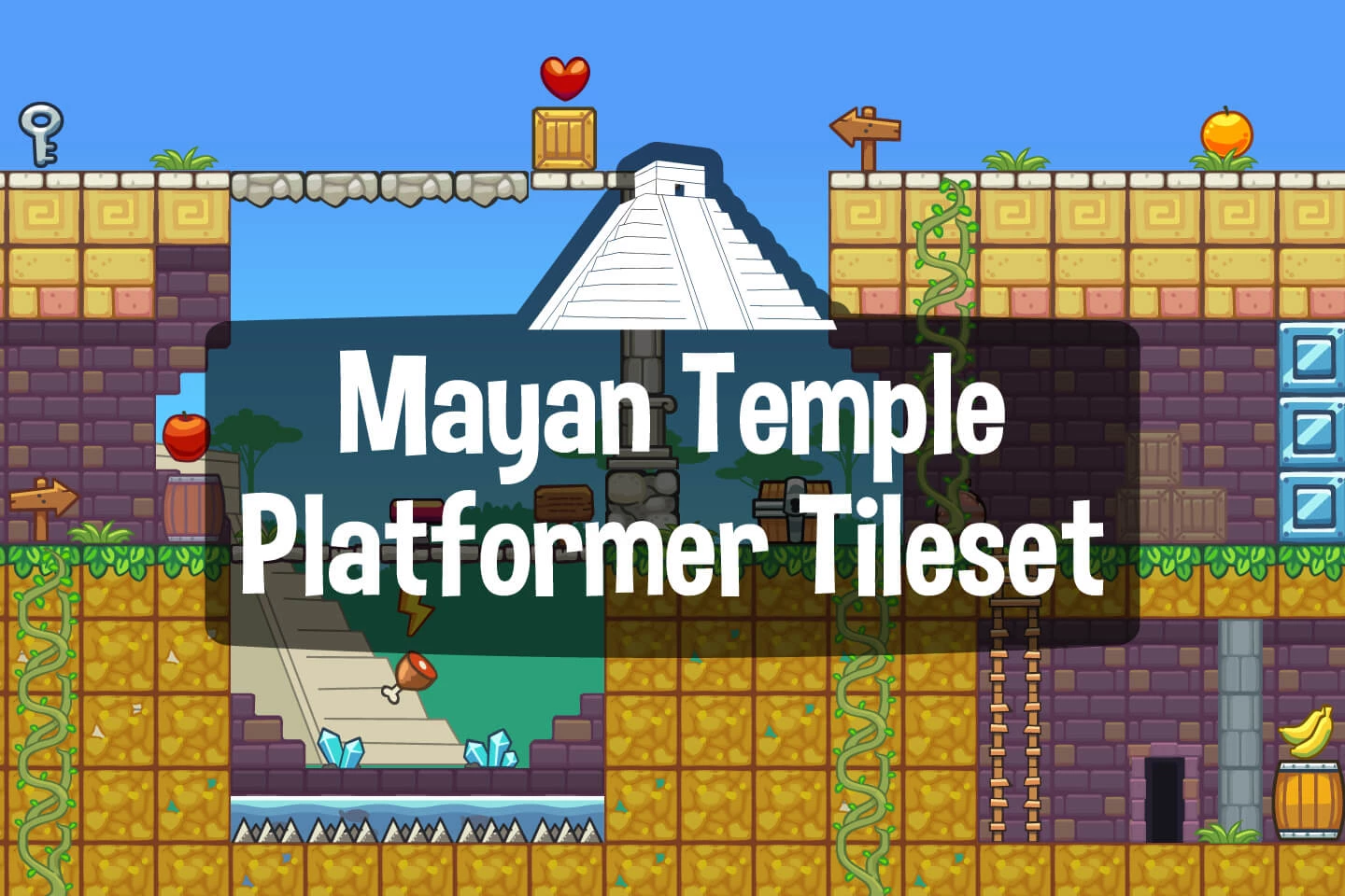 Mayan Temple Platformer Game Tileset