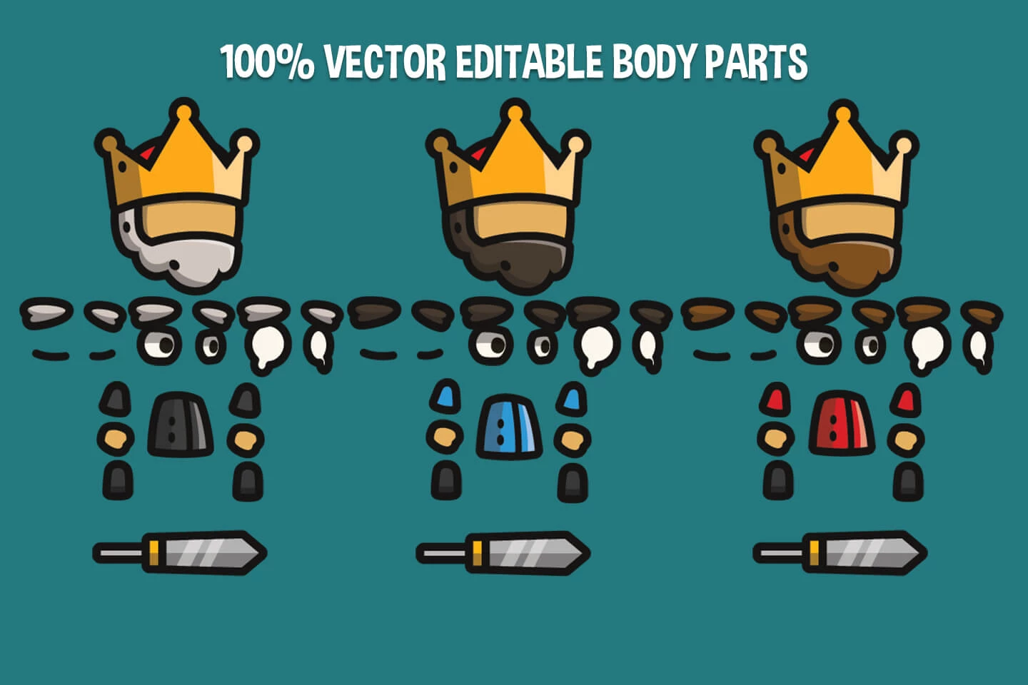 King Tiny Style 2D Character Sprites