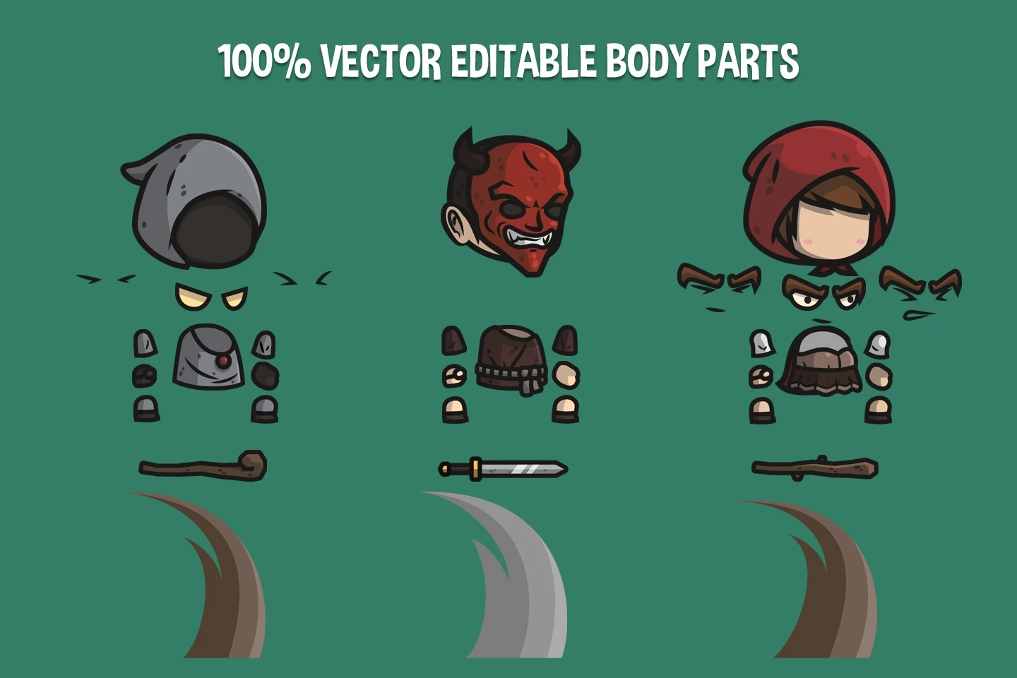 Fantasy Warrior Chibi 2D Game Sprites