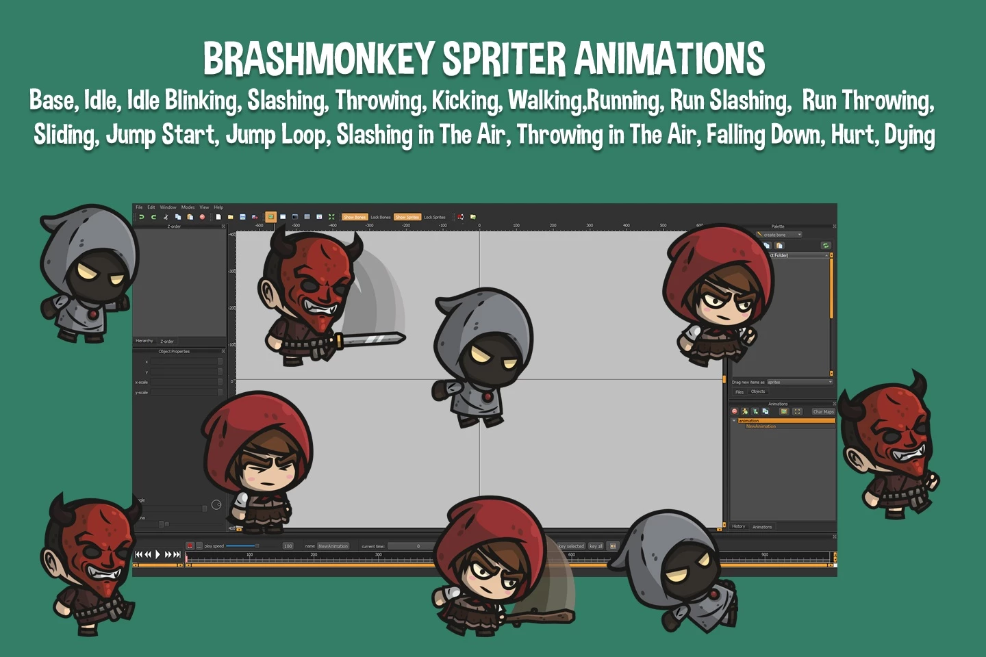 Fantasy Warrior Chibi 2D Game Sprites