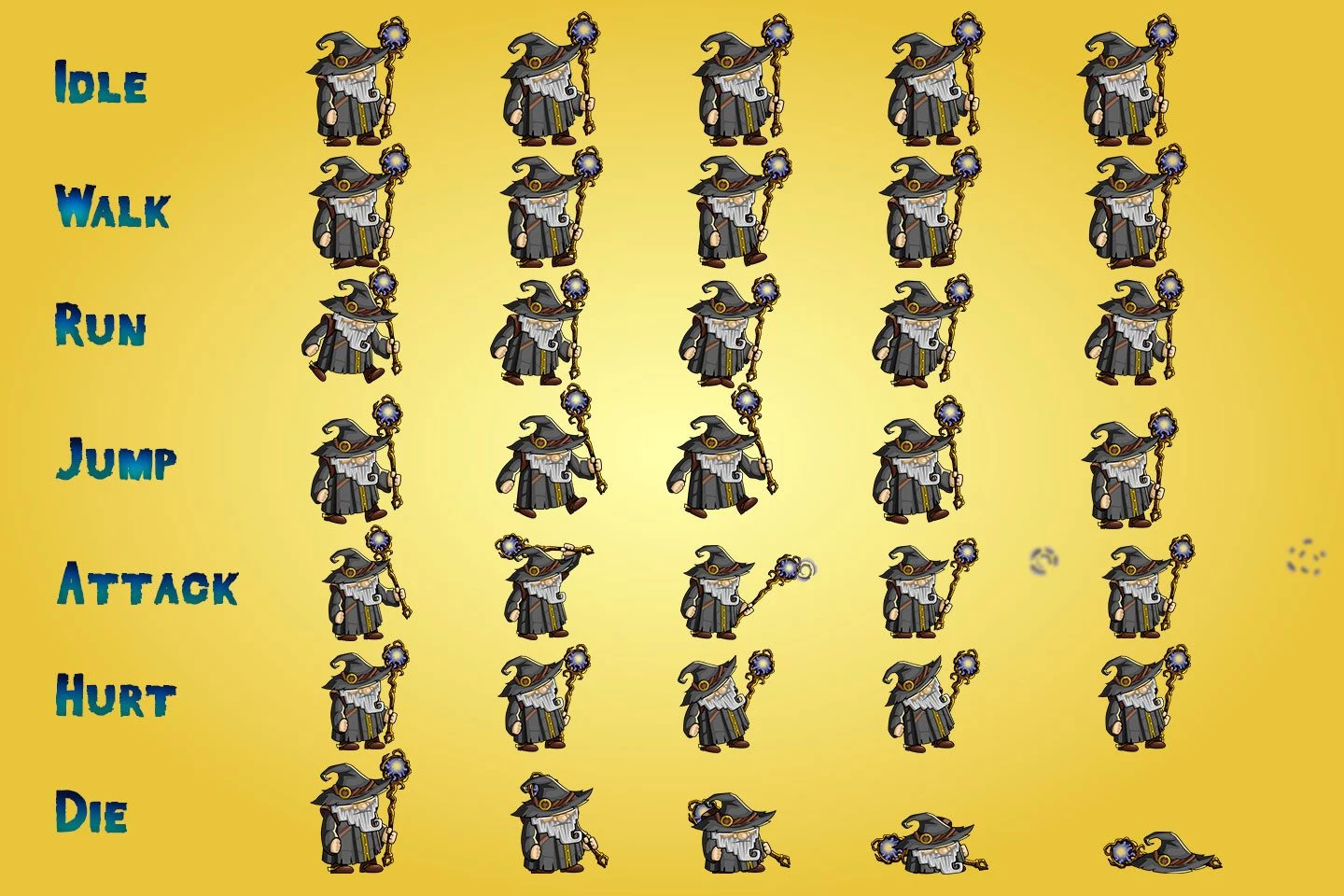 2D Fantasy Wizards Character Sprite