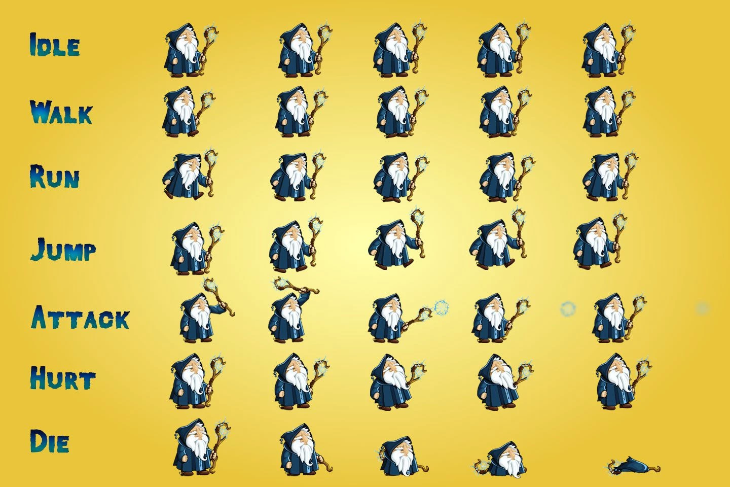 2D Fantasy Wizards Character Sprite