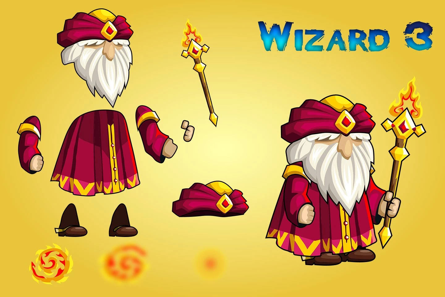 2D Fantasy Wizards Character Sprite