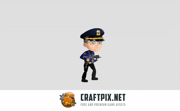 2D Game Police Character Sprite Sheets