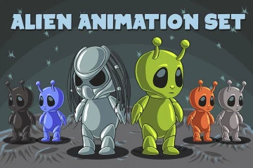 2D Game Alien Character Sprite