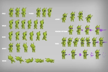 2D Game Alien Character Sprite