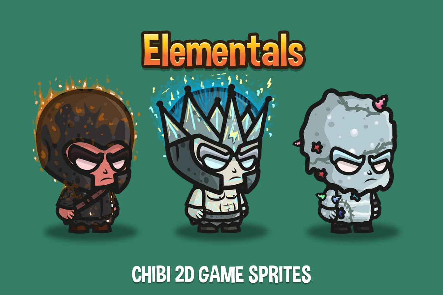 Elemental Chibi 2D Game Sprites