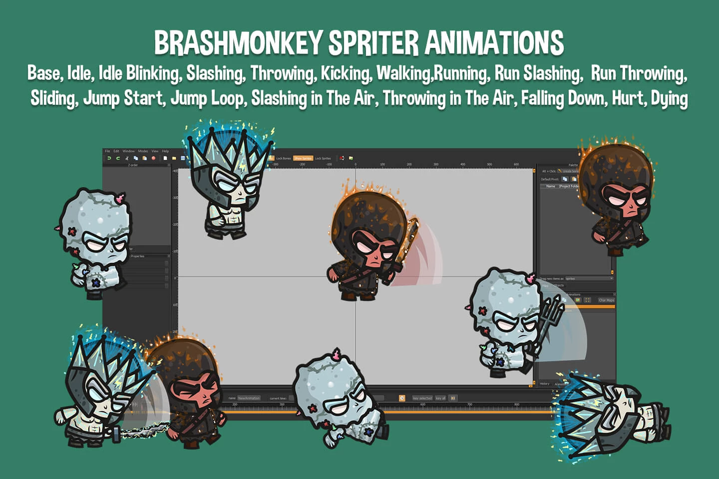 Elemental Chibi 2D Game Sprites