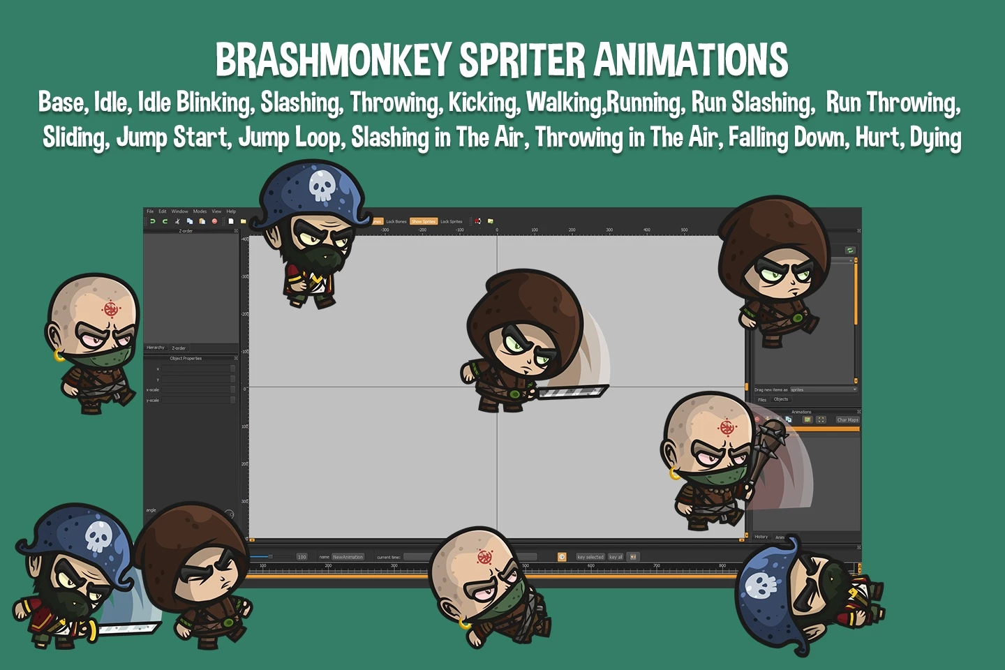 Thief, Pirate, Rogue Chibi 2D Game Sprites
