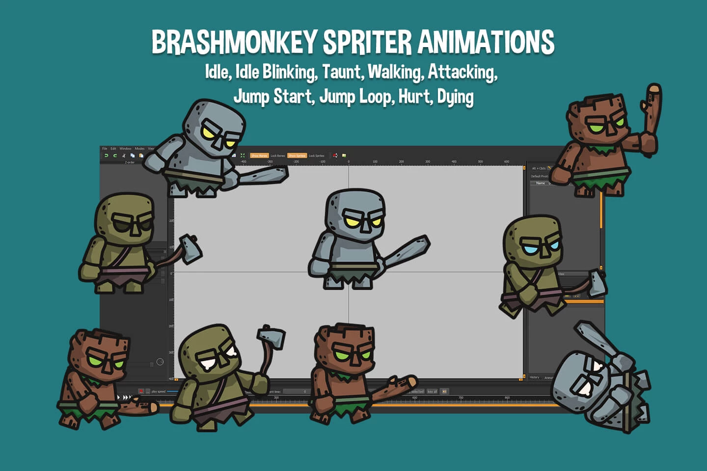 Golem Tiny Style 2D Character Sprites