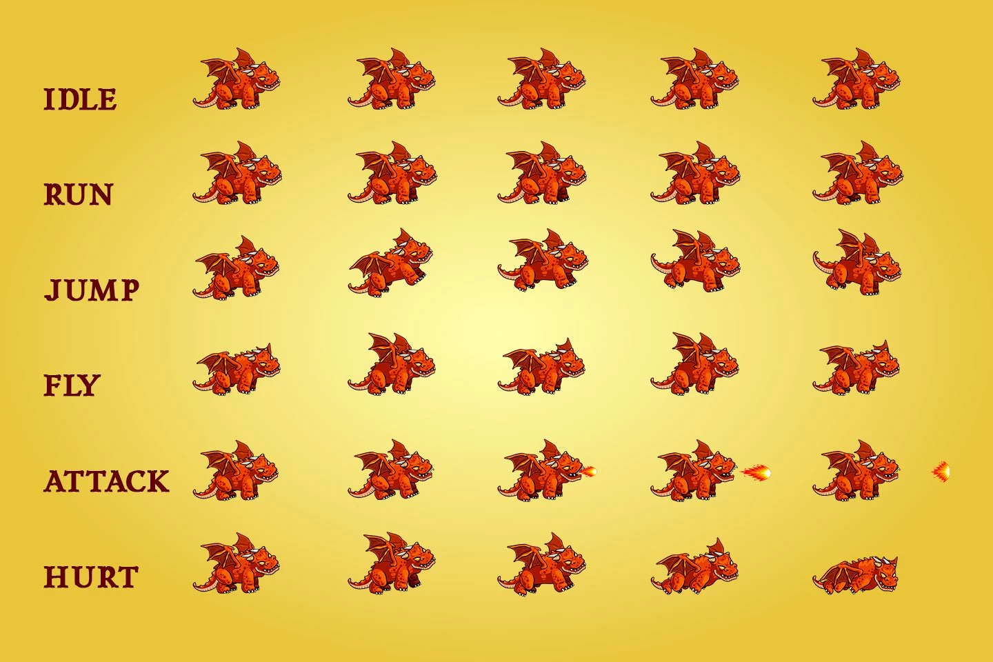 2D Fantasy Dragons Character Sprite
