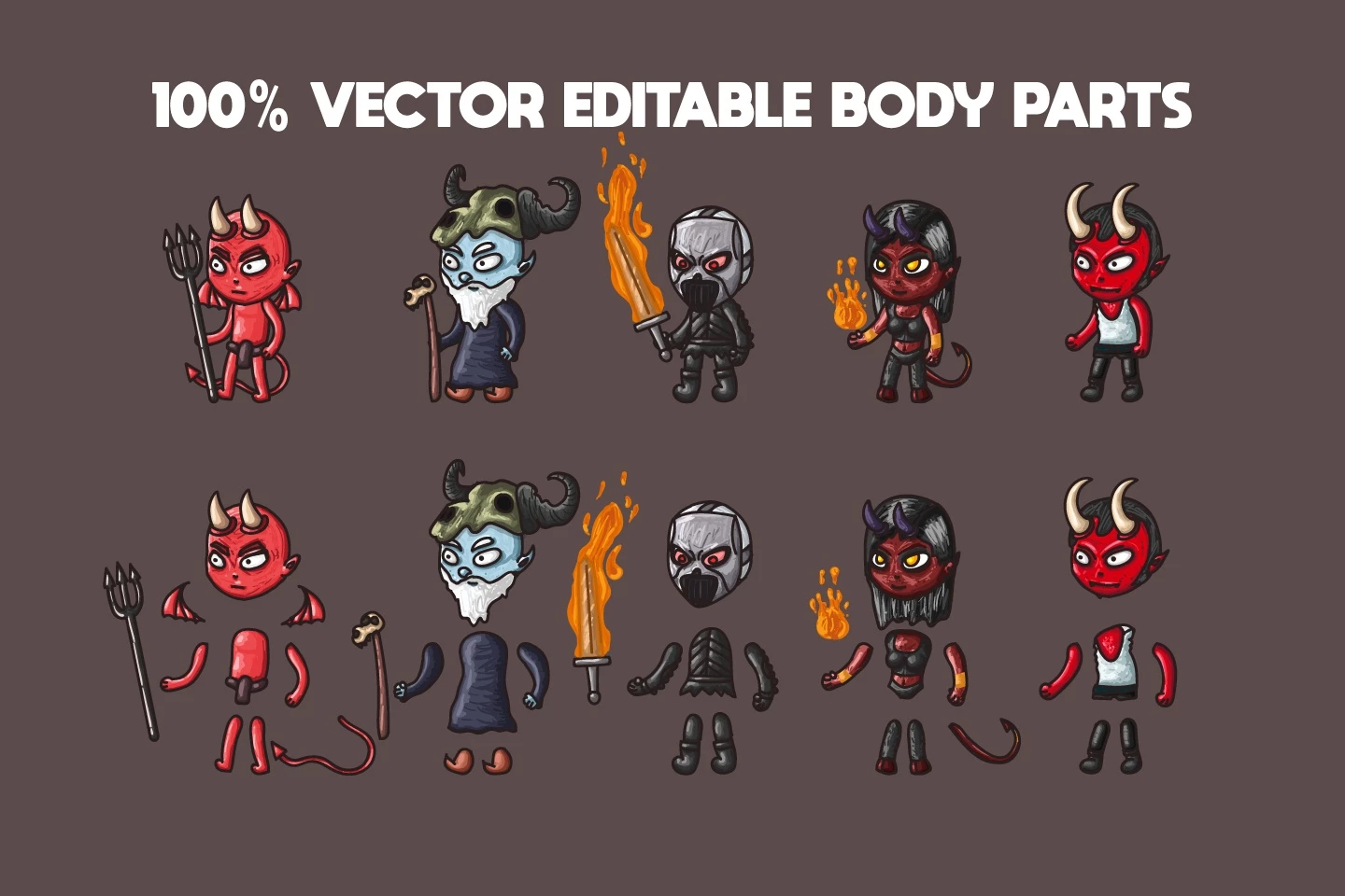 2D Fantasy Demon Warrior Character Sprites