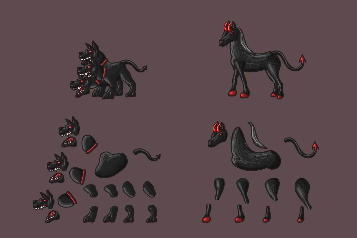 2D Fantasy Demon Warrior Character Sprites
