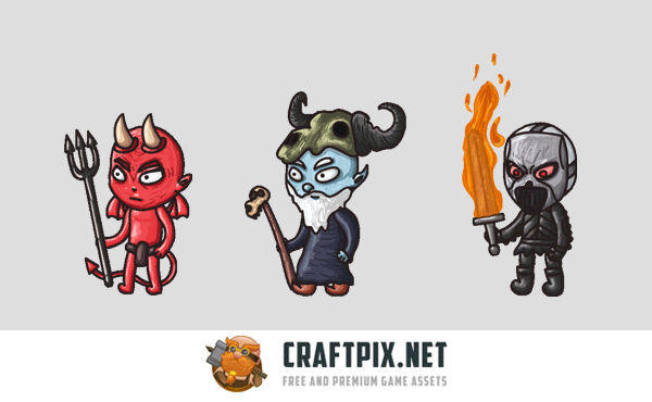 2D Fantasy Demon Warrior Character Sprites