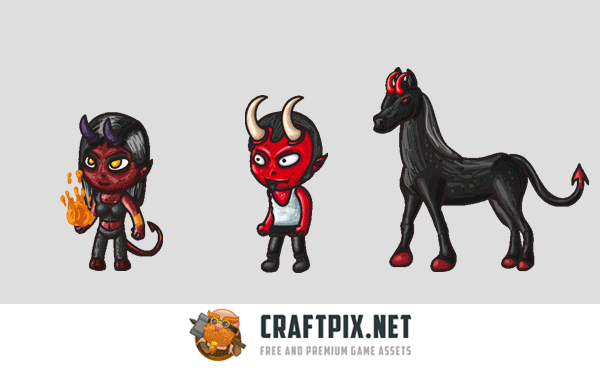 2D Fantasy Demon Warrior Character Sprites