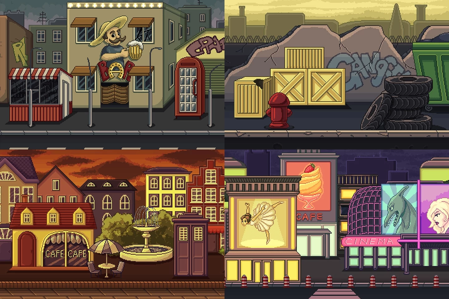 Pixel Art Street 2D Backgrounds