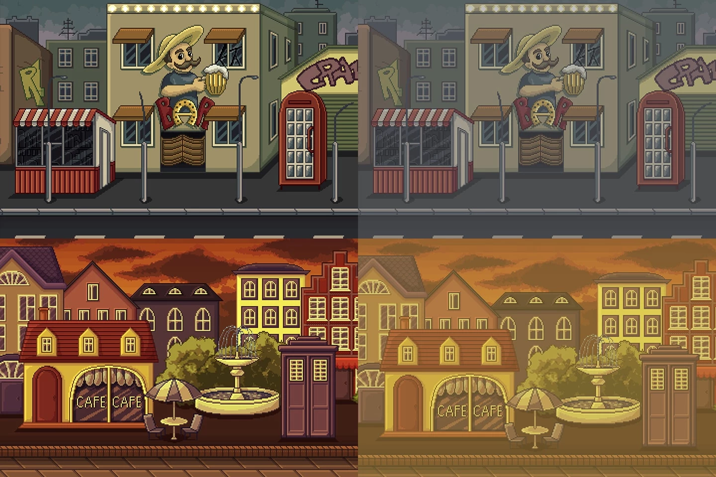 Pixel Art Street 2D Backgrounds