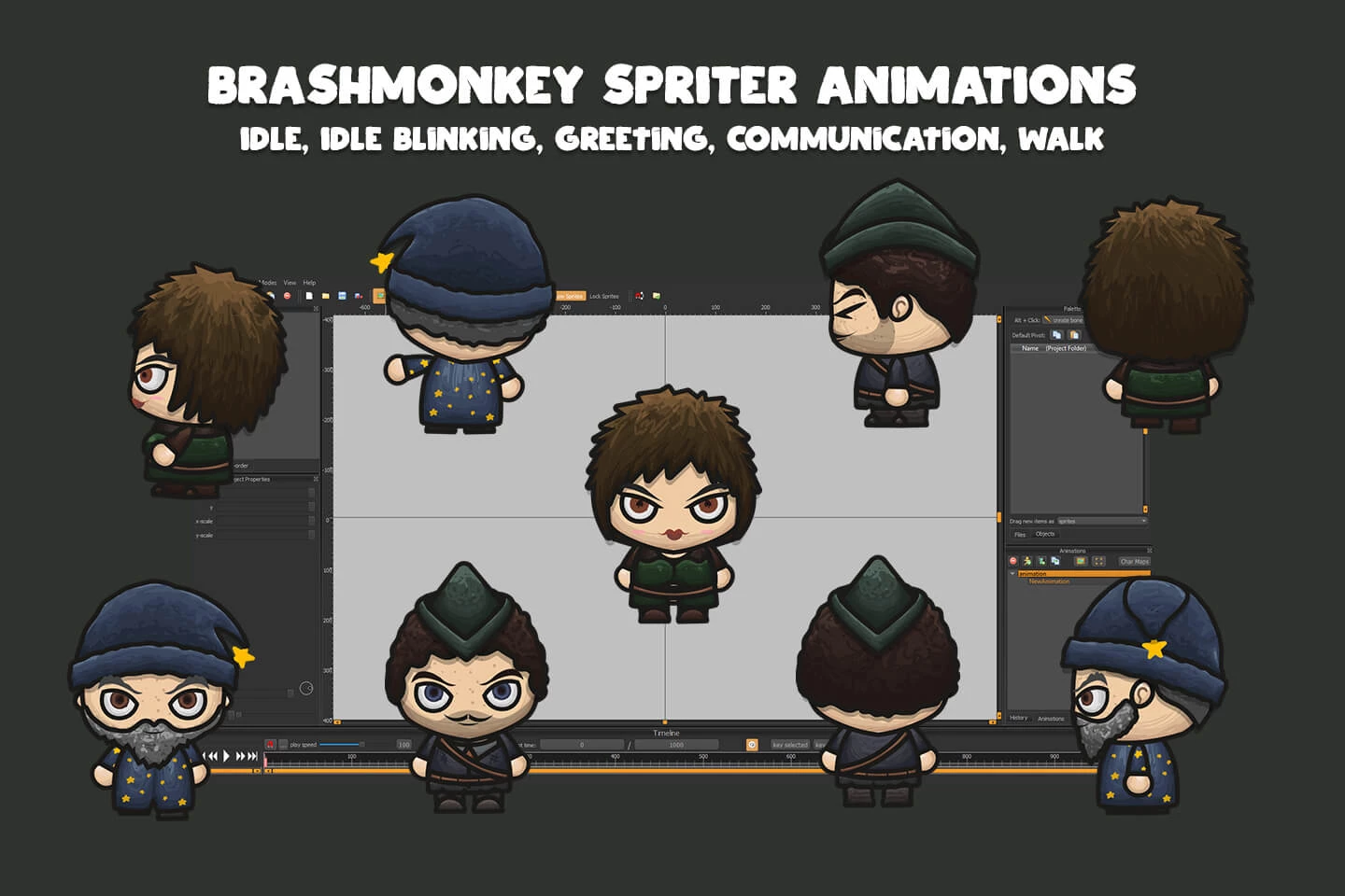 Citizen, Publican, Astrologer 4-Direction Character Sprites