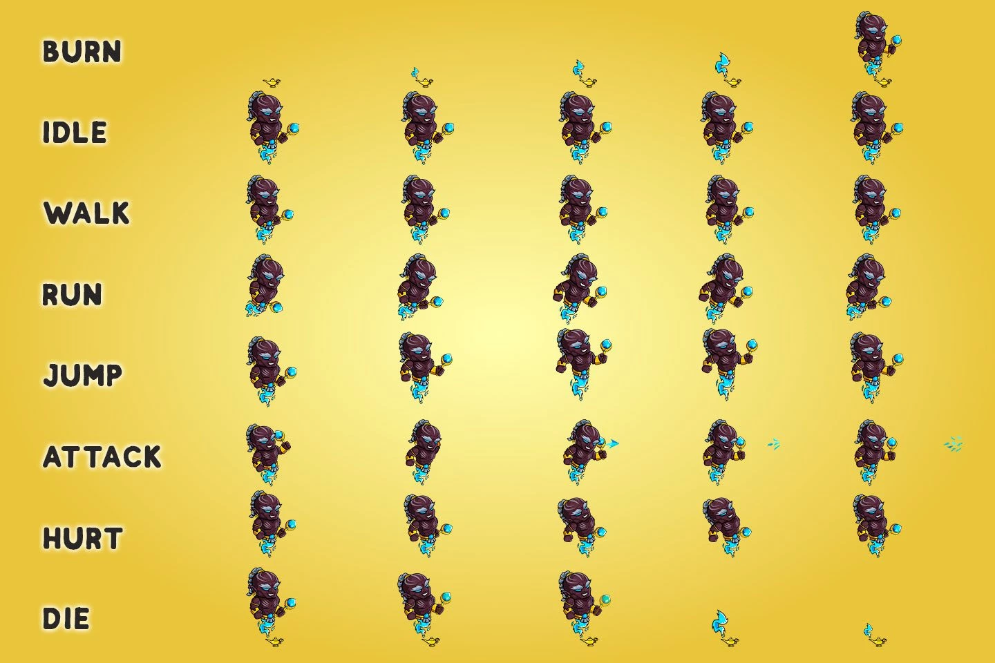 2D Fantasy Genie Character Sprites