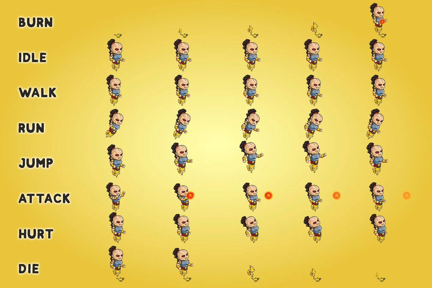 2D Fantasy Genie Character Sprites