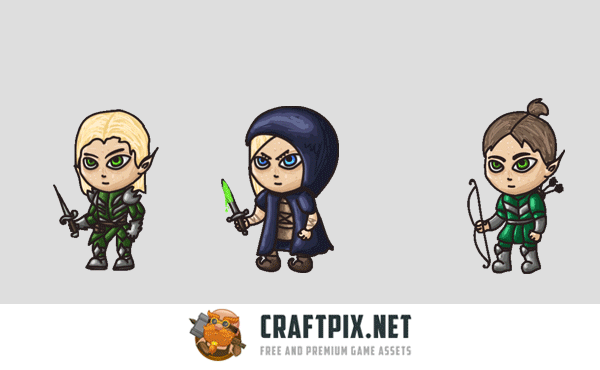 2D Fantasy Elf Warrior Character Sprites