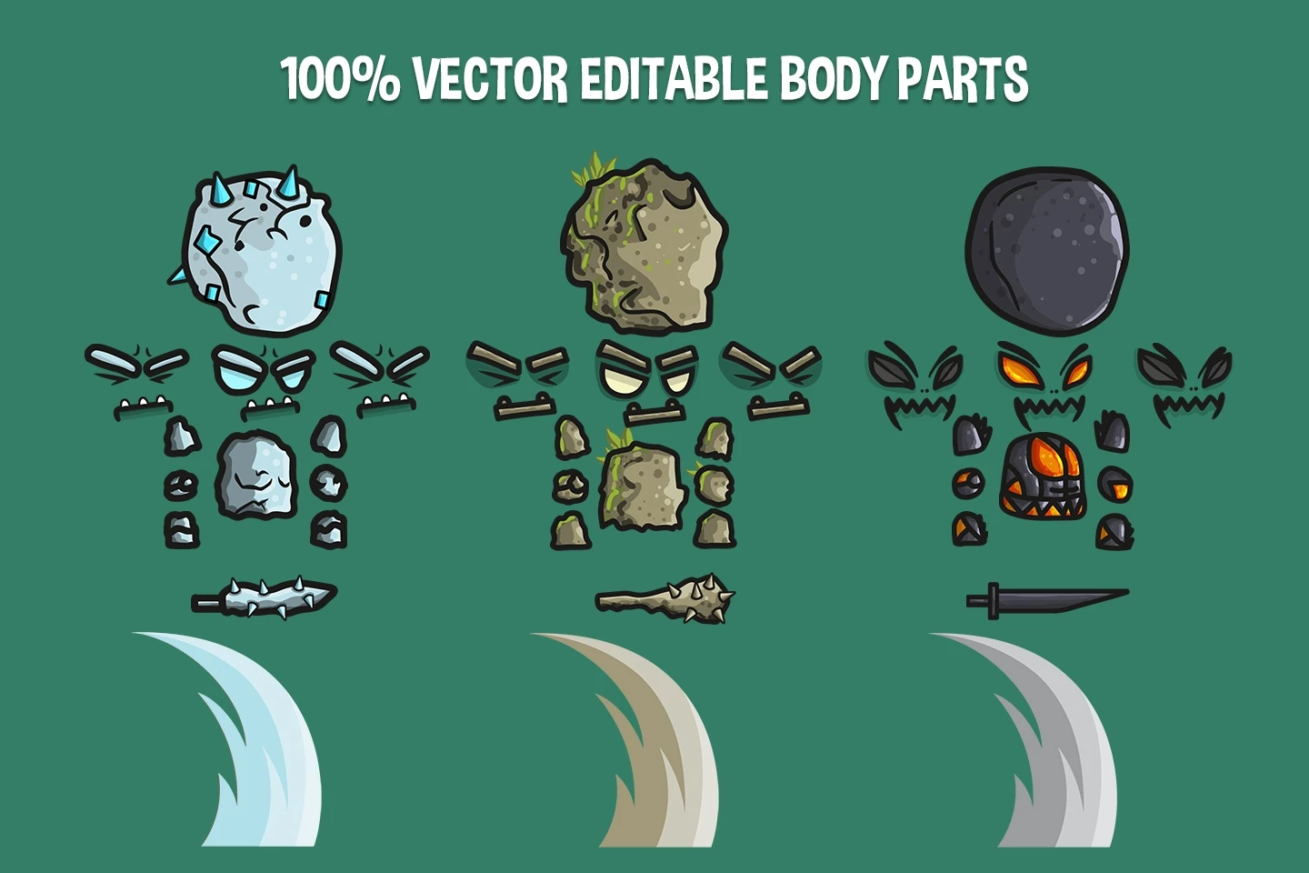 Golem Chibi 2D Game Sprites